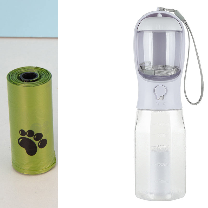Leak-Proof Pet Water Bottle with Food & Poop Bag Dispenser