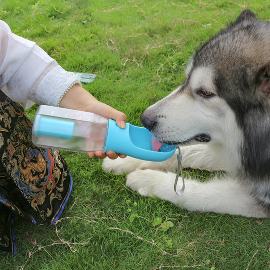 Leak-Proof Pet Water Bottle with Food & Poop Bag Dispenser