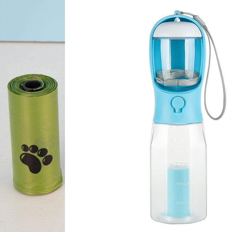 Leak-Proof Pet Water Bottle with Food & Poop Bag Dispenser