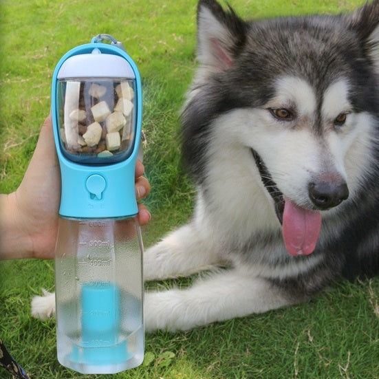 Leak-Proof Pet Water Bottle with Food & Poop Bag Dispenser